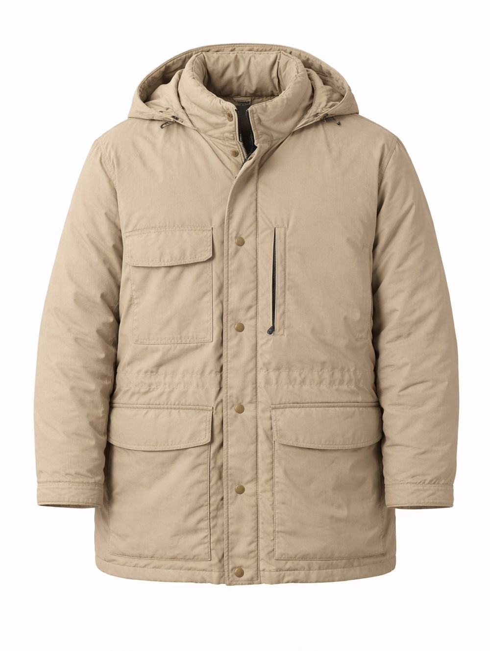 Vintage Eddie Bauer Mens M Parka Expedition Goose Down Made In USA Tan Hood 1980